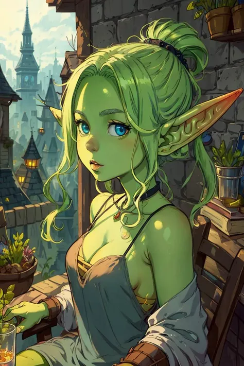 cartoon, beautiful, masterpiece of a goblin girl, perfect eyes, <lora:goblin_lora:1>, <lora:sexy_attire:1>,