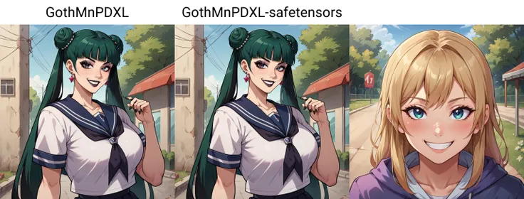 1girl, outdoors, looking at viewer, smiling, GothMnPDXL