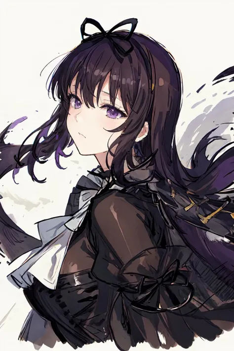 (closeup:1.3), (portrait:1.3), solo, murasaki (senran kagura), big breasts, murasakioutfitaa, long hair, long sleeves, dress, ribbon, jewelry, purple eyes, hair ribbon, purple hair, frills, black dress, ascot, black ribbon, frilled dress, brooch, gem, long dress, (zydink:1.2), (ink sketch:1.2)
<lora:murasaki:0.7>
<lora:add_detail:0.7>
<lora:zyd232_ChineseInkStyle_v1_0:0.8>