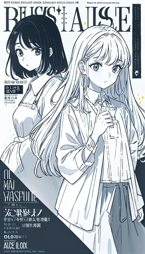 (((best quality))), (((ultra detailed))), (((masterpiece))), illustration,over, cover_page, letterboxed, 1girl,one side up, Looking away,facing away, ((Detailed text)),figure,Cute figure,solo focus,ultra-detailed,(masterpiece:1.4),best quality,ultra high res,Magazine cover-style illustration ,She has a confident expression The overall style should be modern and trendy, with a focus on fashion and fantasy,(english_text),detailed background,Double exposure,line