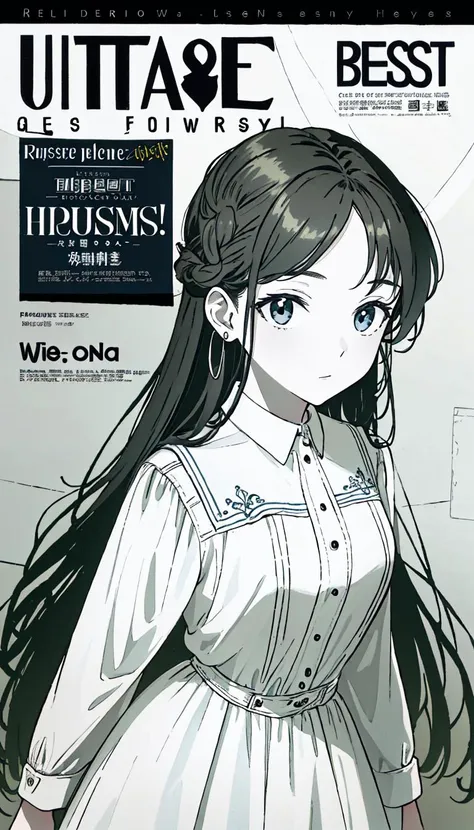 (((best quality))), (((ultra detailed))), (((masterpiece))), illustration,over, cover_page, letterboxed, 1girl,braid, looking_at_viewer, ((Detailed text)),figure,Cute figure,solo focus,ultra-detailed,(masterpiece:1.4),best quality,ultra high res,Magazine cover-style illustration ,She has a confident expression The overall style should be modern and trendy, with a focus on fashion and fantasy,(english_text),detailed background,Double exposure,line