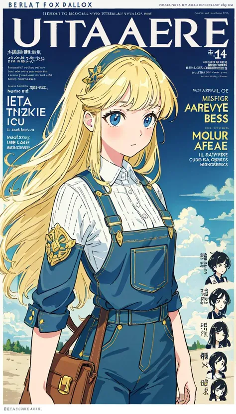 (((best quality))), (((ultra detailed))), (((masterpiece))), illustration,over, cover_page, letterboxed, 1girl,multi-tied hair, Looking away,facing away, ((Detailed text)),figure,Cute figure,solo focus,ultra-detailed,(masterpiece:1.4),best quality,ultra high res,Magazine cover-style illustration ,She has a confident expression The overall style should be modern and trendy, with a focus on fashion and fantasy,(english_text),detailed background,Double exposure,line
