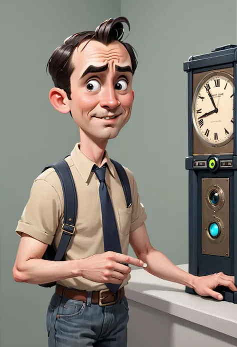 <lora:BillMatheson:.5> A BillMatheson man using a time-travel device to visit himself as a teenager