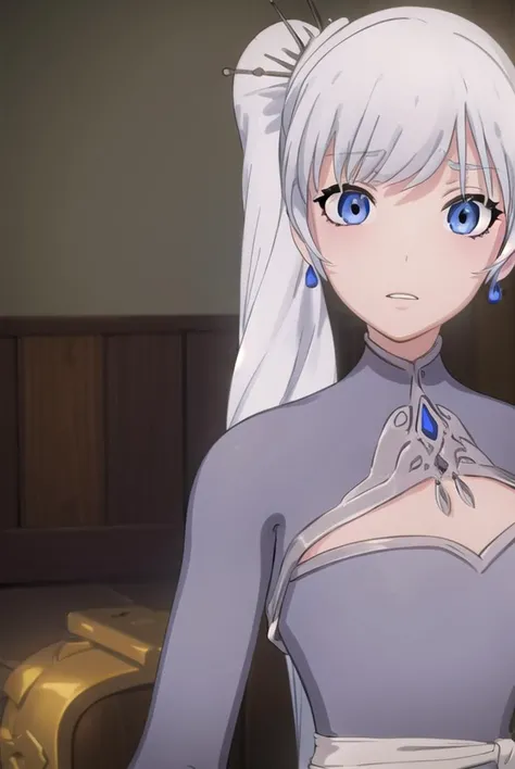 weissschnee, <lyco:weissschnee-lyco-nochekaiser:1>,
weiss schnee, long hair, blue eyes, hair ornament, ponytail, white hair, side ponytail, scar, tiara, scar on face, scar across eye,
BREAK dress, jewelry, earrings, blue dress,
BREAK indoors,
BREAK looking at viewer, (cowboy shot:1.5),
BREAK <lora:GoodHands-beta2:1>, (masterpiece:1.2), best quality, high resolution, unity 8k wallpaper, (illustration:0.8), (beautiful detailed eyes:1.6), extremely detailed face, perfect lighting, extremely detailed CG, (perfect hands, perfect anatomy),