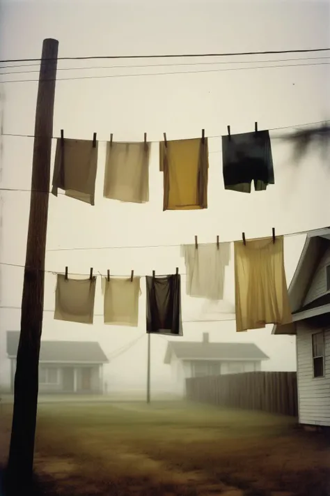 <lora:Todd Hido Style:1>Todd Hido Style - sheets hung on clothesline