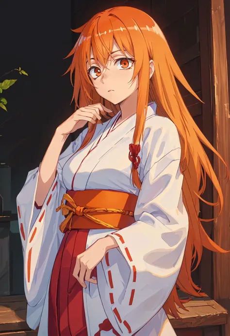 best quality, masterpiece, highres, solo, (maki_gamou_donttoywithmemissnagatoro:1.10), (white kimono:1.35), (red hakama:1.35), (wide sleeves:1.20), anime_style, 20 <lora:maki_gamou_donttoywithmemissnagatoro:0.80>