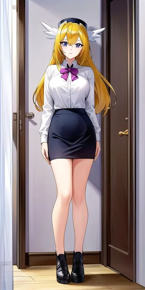 <lora:Walkyure:0.7>, Walkyure, large_breasts, standing, solo, pencil_skirt, masterpiece, best quality, detailed face, detailed eyes, highres,