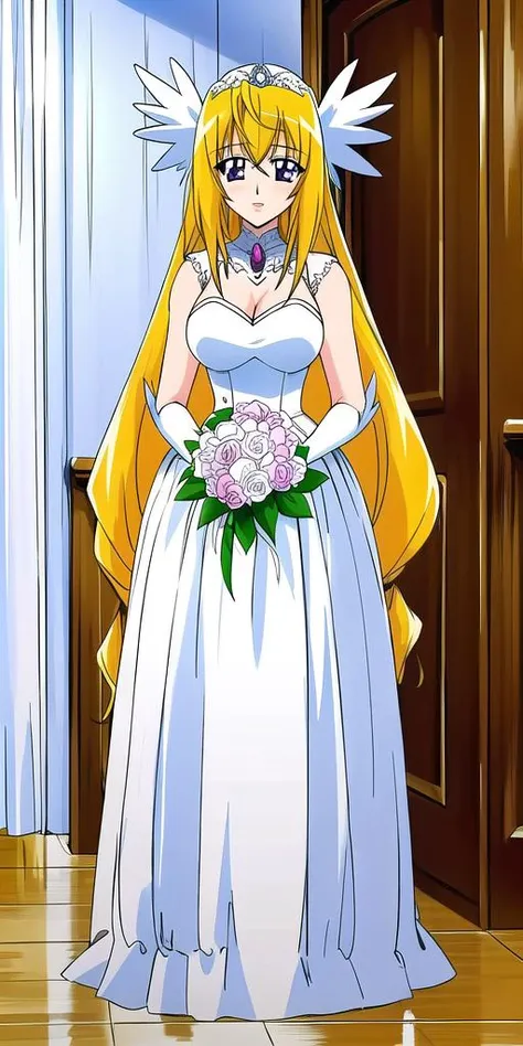 <lora:Walkyure:0.7>, Walkyure, large_breasts, standing, solo, wedding dress, masterpiece, best quality, detailed face, detailed eyes, highres,