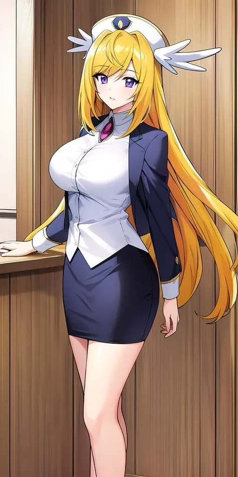 <lora:Walkyure:0.7>, Walkyure, large_breasts, standing, solo, pencil_skirt, masterpiece, best quality, detailed face, detailed eyes, highres,