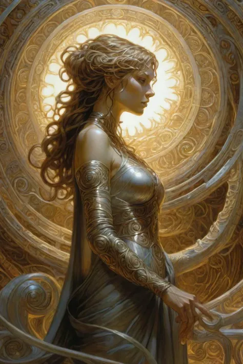 detailed, One Color, two colors, Side lighting, "The Empire of The arcane", Donato Giancola, Spirals