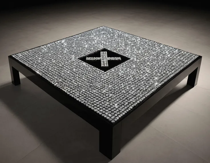 cinematic, diamonds a tile table forming the letter "X", 8k, uhd, masterpiece