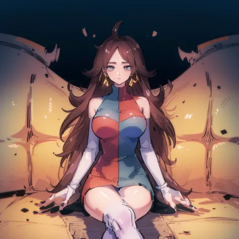 ((mature female, masterpiece, mistress, goddess)),((masterpiece: 1.2)),ultra-detailed, ultra high res, high quality, 4K, solo, 1girl,extreamly delicate and beautiful,illustration,masterpiece,(illustration),(highres),fullbody,hoop earrings,sitting,crossed legs,long hair