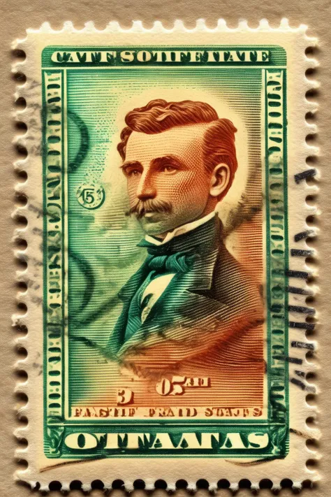 <lora:Vintage Postage Stamps:1>Vintage Postage Stamps - a postage stamp with color inside. The stamp's outline should be just like the real thing. Photorealistic