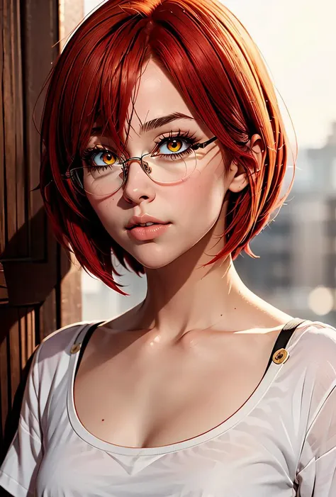 (masterpiece, best quality), 1girl,  <lora:Gowther:0.8> Gowther, gowcos, white shirt, yellow eyes, pink hair, semi-rimless eyewear, red hair, under-rim eyewear, glasses, collarbone, femboy, hair betweenn eyes