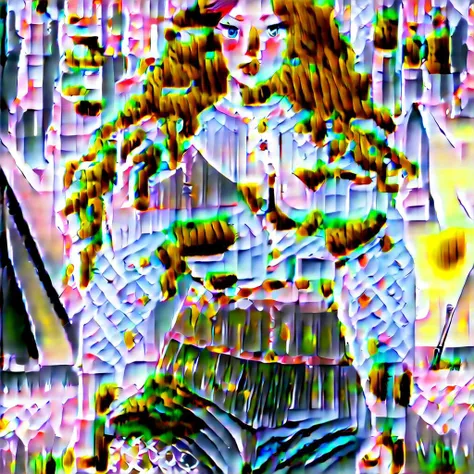 (Beautiful rough woman), highly detailed beautiful face, highly detailed body, aquamarine eyes with pencil eyeliner, ( red hair) in a ( Hard Part with Textured Top style ), wearing High-waisted gaucho pants with a boho vibe. with lace tights and a Henley top, in a camp, braless