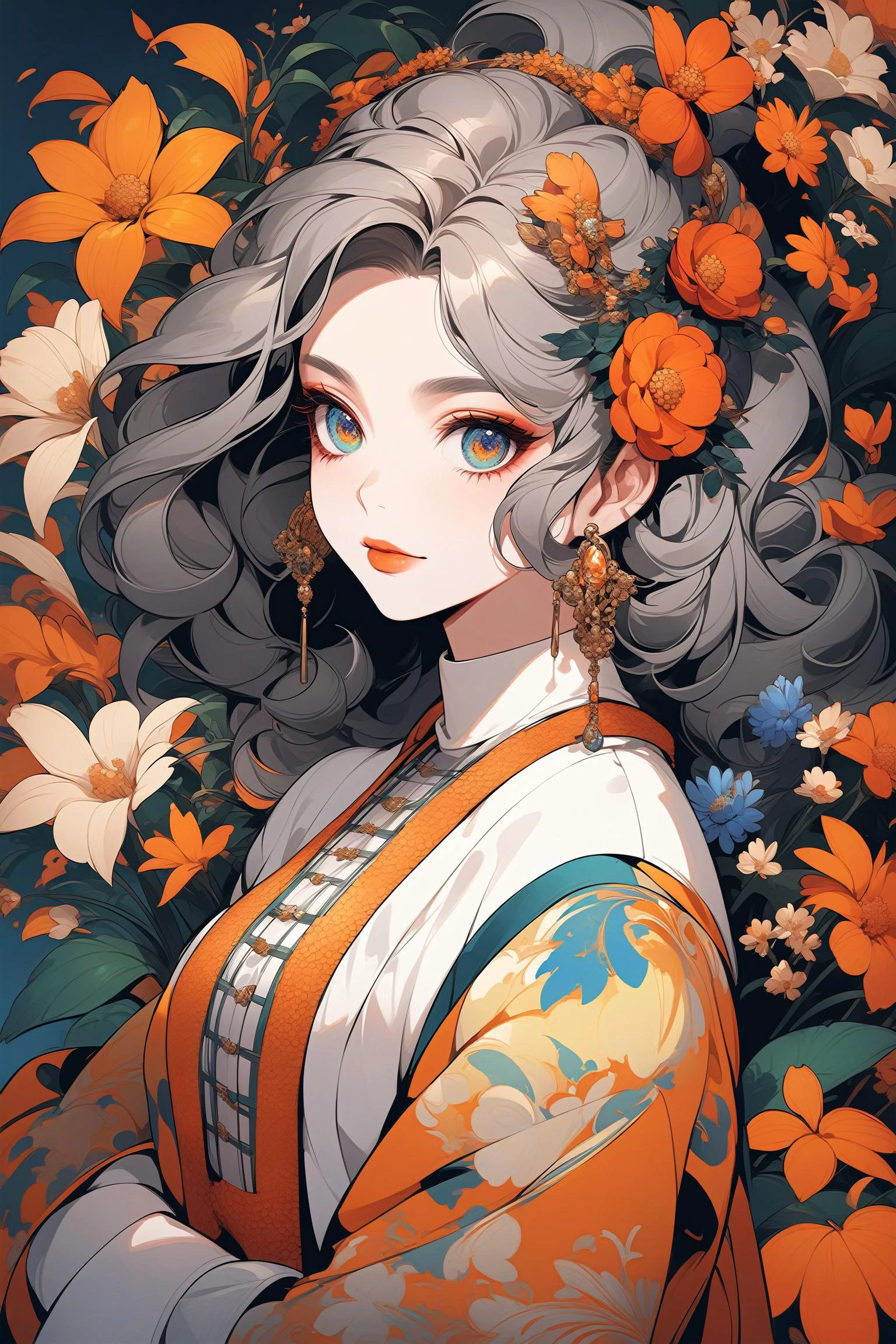 fall inspired art, digital painting, in the style of sophie wilkins, irene sheri, naoto hattori, pointillist artworks, chic illustrations, lush brushstrokes, 1970s