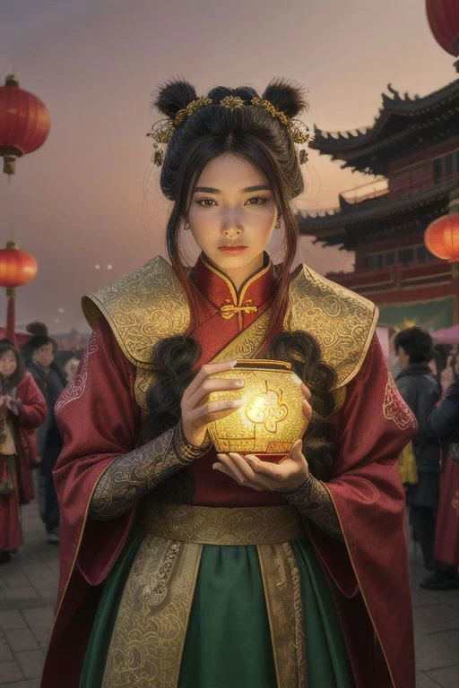 (photorealistic, realistic, raw photo:1.5) and (intricately detailed:1.25), epic, masterpiece, best quality, a woman, Longnu (Dragon Girl), Chinese goddess, sfw, paper lantern, (sky lantern), (magical, mystical, high-quality, detailed), (spring-green and imperial-yellow theme), earthly colors, alluring, warmly through the clouds, casting a red tone over her tan skin, l<lora:Valentine_v1:.0.7> romantic background for valentine, hearts, heart, red, pink, light particles, lens flare, silhouette of a couple kissing, <lora:quiron_valentinesDay_v1_lora:0.87> ValentinesDayQuiron, flower field, gift box, heart, red background, red flower, red theme,
<lora:quiron_lunarNewYear2024_v1_lora:0.87> lunarNewYear2024quiron,festival party, lights, fireworks, chinese festival, crowded, new year celebration , claws, dragon, east asian architecture, fine art parody, lunar new year 2024 quiron, lunarnewyear2024quiron, open mouth, paper lantern, realistic, sharp teeth, tail,
eastern dragon, scales, crocodile nose, red (Chinese lanterns )in background, fog, fireworks and fog far background, fire, lighting, glowing dragon scales, intricate detailed, 3d ice cube, dripping, on smoke, 8k, light glitter on box, to go on a 3d futuristic box exactly like uploaded example/reference. One single shape on the box. Word "Ice" on the front. Put text on side of box that says "Trap Melody Kit",