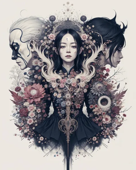 (masterpiece:1.1), (highest quality:1.1), (HDR:1.0), official art,unity 8k wallpaper,ultra detailed,beautiful and aesthetic, best quality, (zentangle, mandala, tangle, entangle), (fractal art:1.3), 1girl, extremely detailed, dynamic angle, cowboyshot, the most beautiful form of chaos, elegant, a designed, vivid colours, romanticism, by james jean, roby dwi antono, ross tran, francis bacon, michal mraz, adrian ghenie, petra cortright, gerhard richter, takato yamamoto, ashley wood, atmospheric, ecstasy of musical notes, streaming musical notes visible