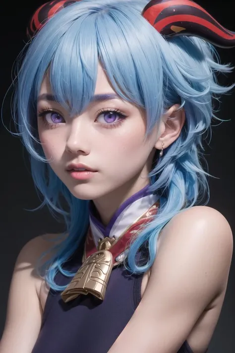 (best quality, masterpiece, RAW photo,ultra-detailed:1.2), 1girl, solo,
(ganyu \(genshin impact\):1.2), light blue hair, (colorful multi-colored purple eyes:1.2), horns,
<lora:ganyuGenshinImpact_offset:0.7>