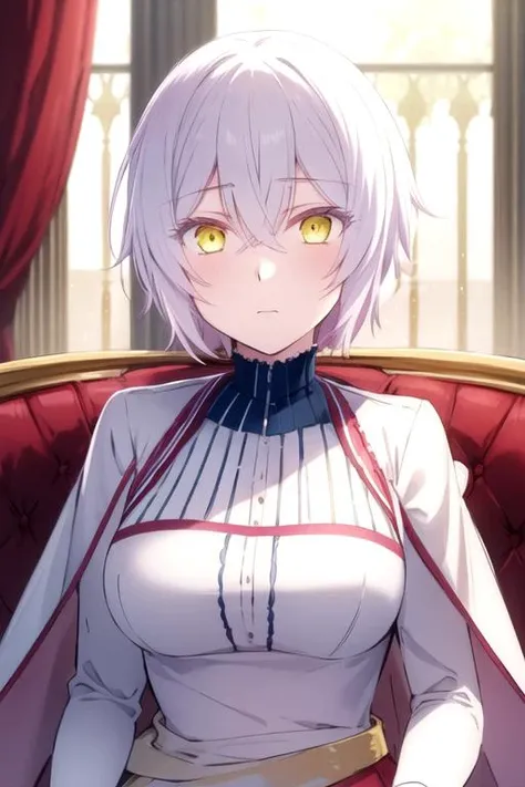 masterpiece, best quality, sketch, 1girl, solo, looking at viewer, upper body, depth of field, , , <lora:jeanne_vanitas_no_karte:0.70>, jeanne_vanitas_no_karte, white hair, yellow eyes, formal wear, , Wonderland: A wild and fantastical place, ruled by the Queen of Hearts, High definition