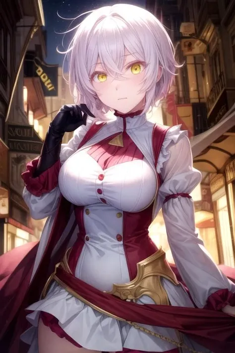 masterpiece, best quality, , 1girl, solo, looking at viewer, , , , , <lora:jeanne_vanitas_no_karte:0.68>, jeanne_vanitas_no_karte, white hair, yellow eyes, , grimdark,