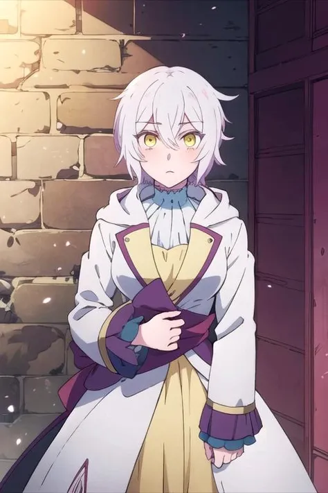 hinghoi, degenerate, incredibly absurdres, best quality, 2d render, sharp detail, standing cowboy shot, looking at viewer, (teenage male character, 1boy, male focus, light purple hair, comb over), blue-gray eyes, deep eyes, (frown:1.2), wearing moccasins with no jewelry or neckwear, valley, finely detailed background, amazing background
