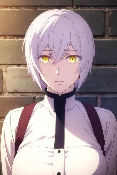 masterpiece, best quality, photorealistic, 1girl, solo, looking at viewer, , , , realistic, <lora:jeanne_vanitas_no_karte:0.74>, jeanne_vanitas_no_karte, white hair, yellow eyes