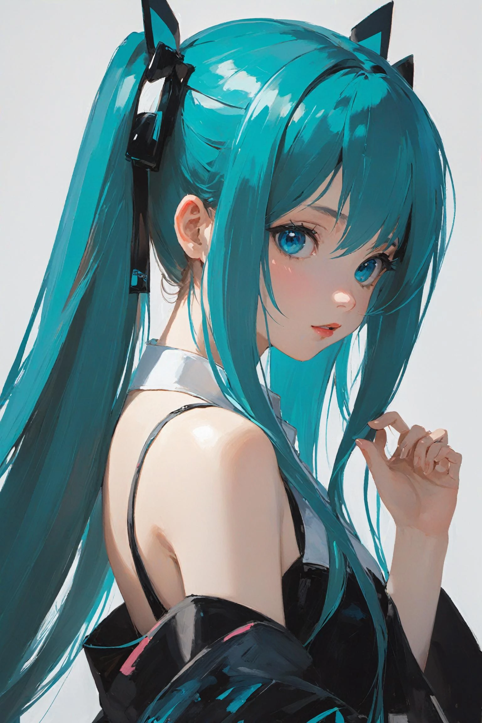 (Oil paint), (masterpiece), (best quality), 1girl,miku,