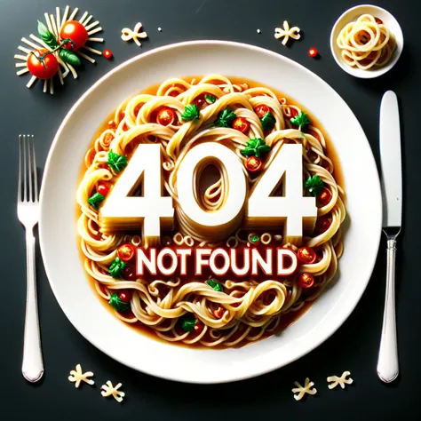 "404 food not found" text logo, plate covered in spaghetti <lora:404ra_v4.0.4:1> <lora:Harrlogos_v2.0:1> <lora:noodlez-sdxl:0.5> noodlez