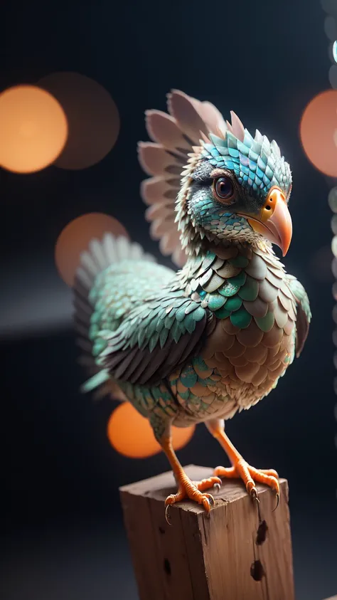 (masterpiece, best quality:1.1), (scales:1.1), animal, solo, (turkey:1.05), bird, looking at viewer, depth of field, bokeh, dark