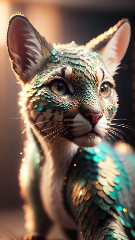 (masterpiece, best quality:1.1), (scales:1.1), animal, solo, (puma:1.05), looking at viewer, depth of field, bokeh, dark