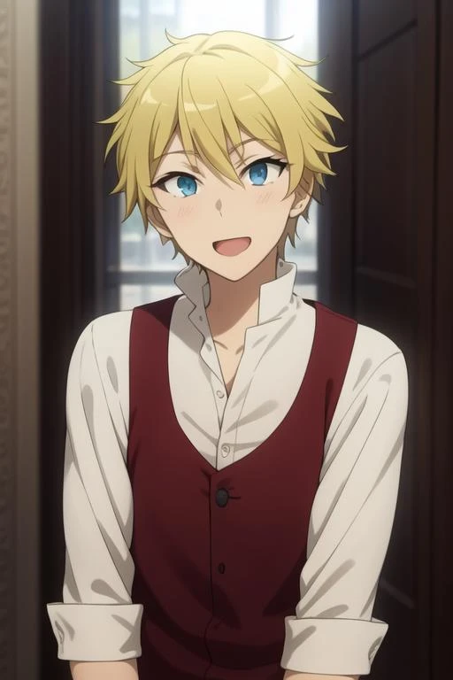 masterpiece, best quality, high quality, 1boy, solo, male focus, looking at viewer, upper body, <lora:escardos_flatt:0.82>, escardos_flatt, blonde hair,