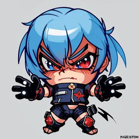 chibi emote, night time, soldier boy, glossy, short shorts , angry, high quality photograph, bellyful face, realistic, happy, full body, dimly lit, looking at viewer, <lyco:chibi-anything-v5-PrtRE:1.0>