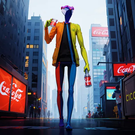 masterpiece, <lora:openposeman-AL:1> , openposeman, stick man, stick, drinking, coca-cola, skyscraper, cyberpunk, full body