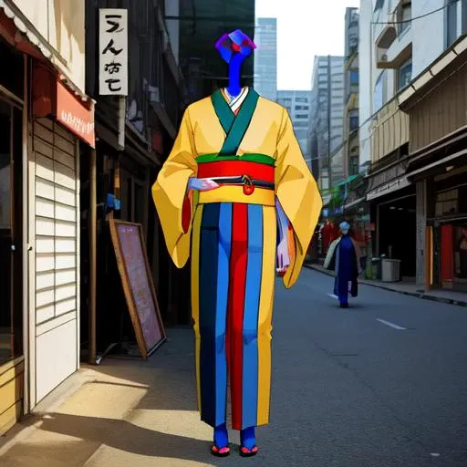 <lora:openposeman-AL:0.8>, openposeman, stick man, photo, cool background, realistic, warfare, lament we live in the city, wearing kimono