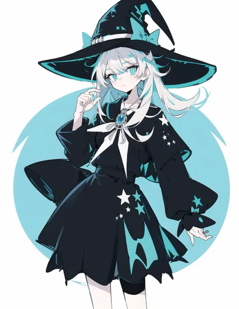 best quality,highly detailed, ultra-detailed, masterpiece, 8k wallpaper,,,(giast:1.7),(white background:1.2)
1girl, hat, witch hat, long hair, solo, looking at viewer, bangs, long sleeves, wide sleeves, very long hair, closed mouth, witch, blue theme, white background, hand up, eyebrows visible through hair, skirt, open clothes, cowboy shot, white hair, ribbon, shirt, orb, brooch, moon, black skirt, eyeball
<lora:Chimera Series Z Number Furnace - Ver - GI:1>