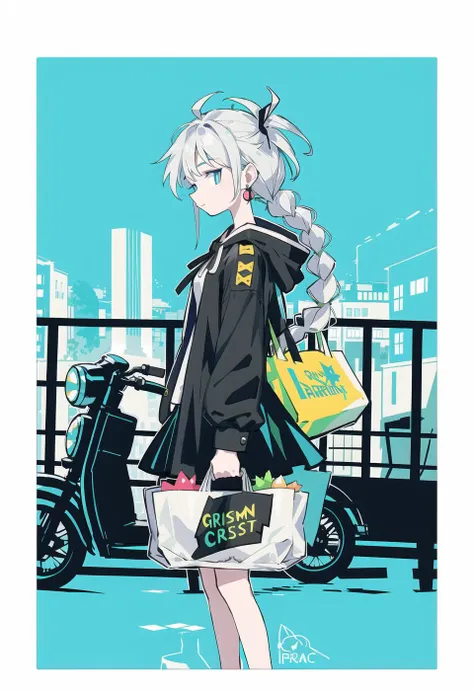 best quality,highly detailed, ultra-detailed, masterpiece, 8k wallpaper,,,(giast:1.7),colorful,(white background:1.2)
1girl,phone, solo, braid, bag, cellphone, holding, looking at viewer, holding phone, blue eyes, motor vehicle, ground vehicle, long hair, hood, car, ribbon, smartphone, hair ribbon, holding bag, hoodie, jacket, long sleeves, bangs, silver hair, reflection, plastic bag, skirt, dress, hood down, from side, black ribbon, shopping bag, standing, closed mouth, braided ponytail, earrings, parking lot,parkade,weak light, ((dark)),outdoors, reflection, ((night)),
<lora:Chimera Series Z Number Furnace - Ver - GI:1>