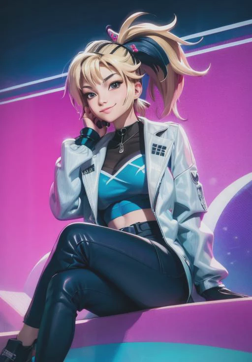 <lora:kda_akali:0.8>,kda_akali, smirk, sitting