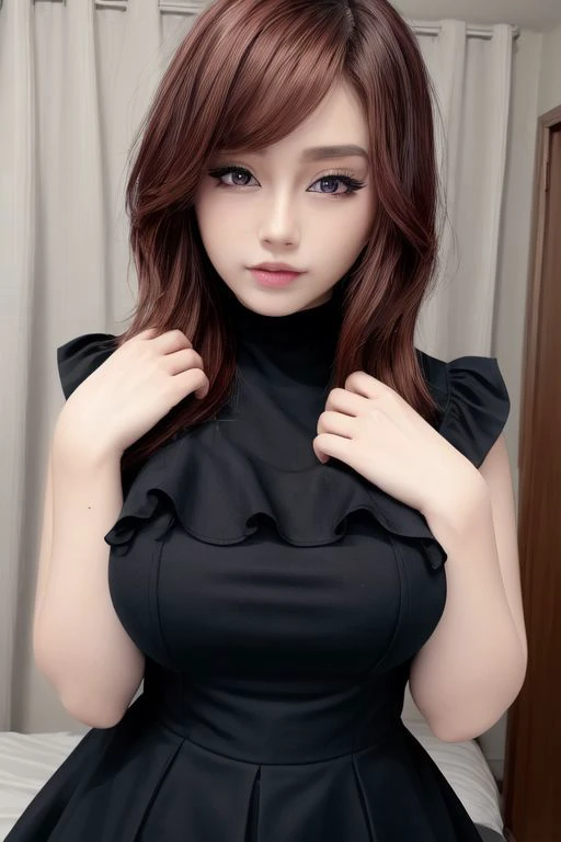 (masterpiece, best quality, unity 8k wallpaper, highres),(super-beautiful-detailed hair face kind-eyes skin), (perfect hands, perfect anatomy),
1girl, solo, sagging breasts, dress,
bedroom, on bed, ahegao, light smile, in heat,nude dakimakura, dakimakura (medium),