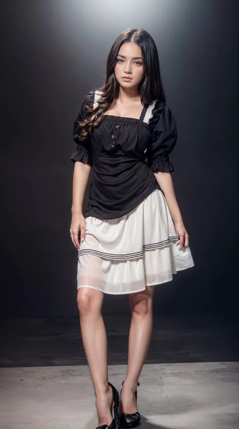 ((masterpiece, best quality, absurdres, highres, high quality, 8k raw)), (((full body portrait))) 1girl, blushed, (brown hair), perky,medium breasts, (hi-top fade:1.3), ((wearing a Milkmaid dress:1.4)), ((dark theme:1.5)), night, fog, (natural skin texture, hyperrealism, soft light, sharp), artistic photoshoot, , <lora:xsarchitectural-6:0.5> <lora:add_detail:1>