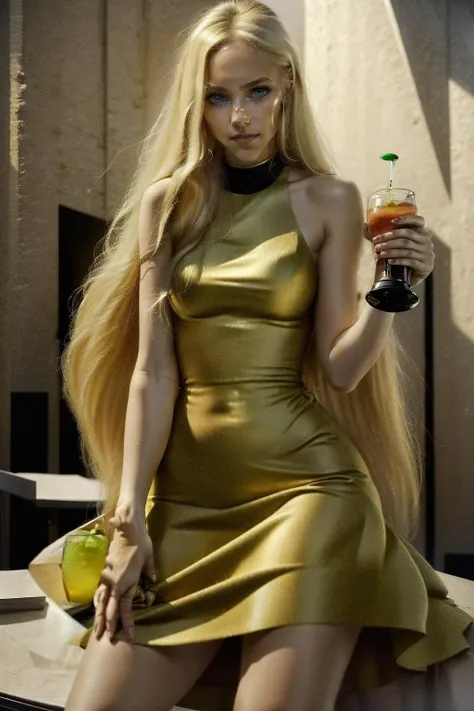 Photography, Modern Masterpiece, 8k, masterpiece, best quality, ultra-detailed, TerraTTDC, 1girl, long hair, blonde hair, solo, ((green cocktail dress)), blue eyes, smiling, toned, thighs, nightclub setting, excellent detailing, unconventional perspective, (attention to design, attention to mood, attention to composition), (visual narrative), (high artistic skill), (high artistic ability), (expert craftsmanship) <lora:TerraTTDC_32dim:1>