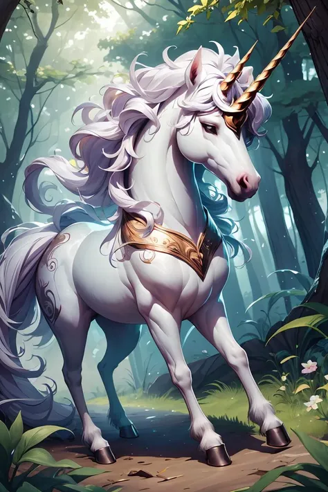 unicorn, <lora:Unicorns:0.8>, best quality, high quality, highres, forest,chibi animal