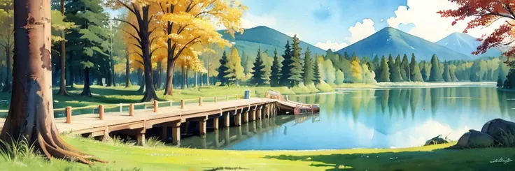 ((masterpiece, official art, watercolor sketch)), Ural taiga landscape