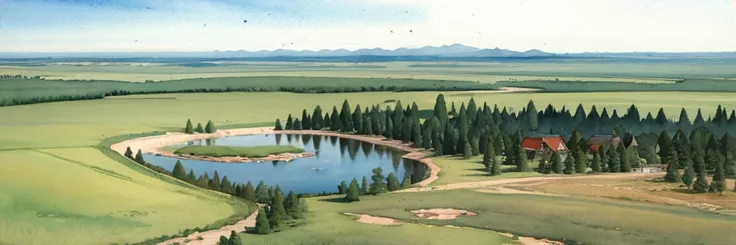 ((masterpiece, official art, watercolor sketch)), Ural taiga landscape