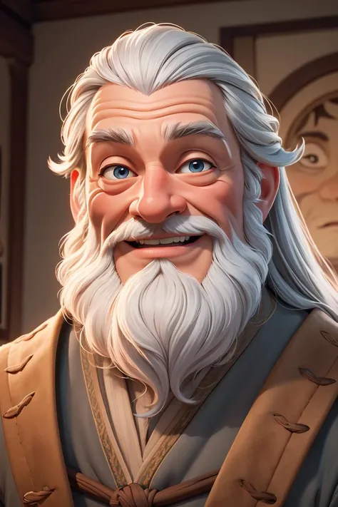 portrait,masterpiece,best quality,high quality, in Pixar style,(smile,gandalf)，Exaggerated expression,Caricature,