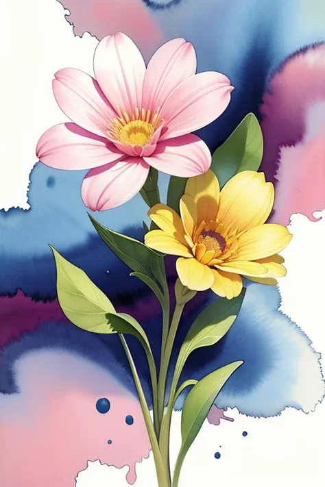 (masterpiece, beat quality, official art, watercolor sketch), a flower