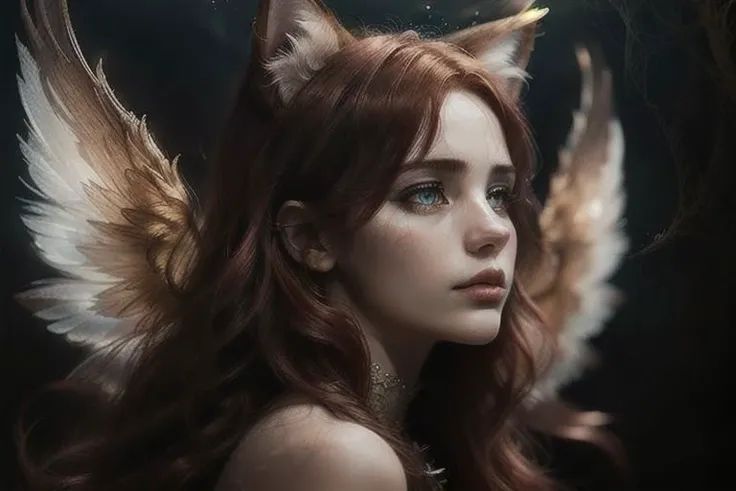 A fluffy red Beautiful cat girl Olya with crystal wings on its back. The girl has red hair. the head and hands are clearly drawn. The girl is holding a wolf by the throat, which is trying to bite her. An image from a different angle.
masterpiece, best quality, highly detailed, cinematic film, surreal lighting shadow, Anatomical photo, professional photo, clarity drawn body details, augmented reality, hyperrealistic, hyperdetalization,clarity, elegant, lots of details, professional design, very high resolution, contrast, augmented details of the environment and background, filigree, emotional, touching, clear drawing of the details of the environment, photographic clarity and depth of drawing