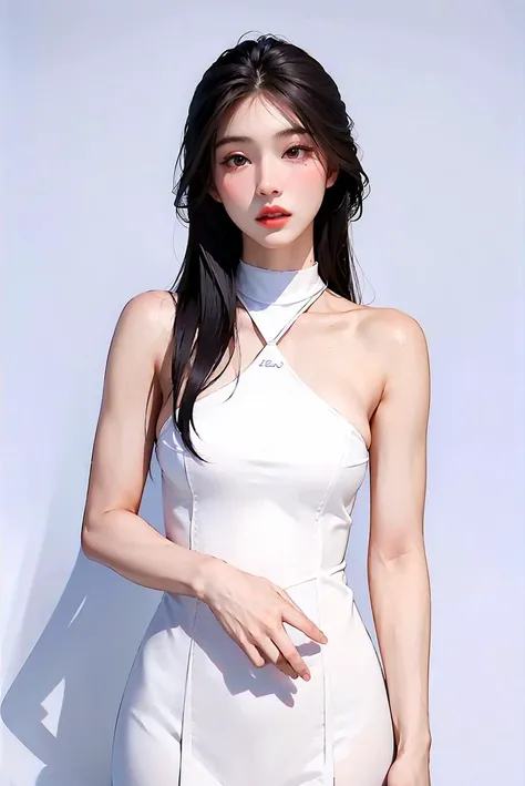 1girl, white formal long dress,white background, <lora:Maeylin-06:1>