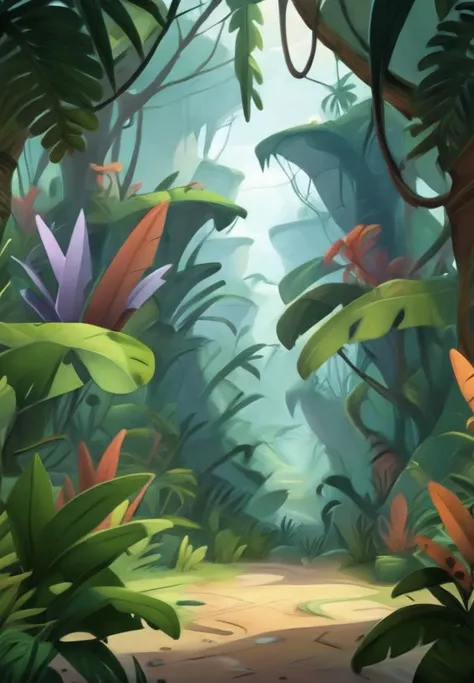 CartoonDigitalStyle, a beautiful jungle landscape