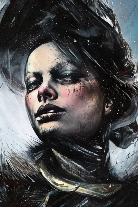 Margot Robbie in fantasy horror art <lora:Russ_Mills_ArtStyle:1.2>